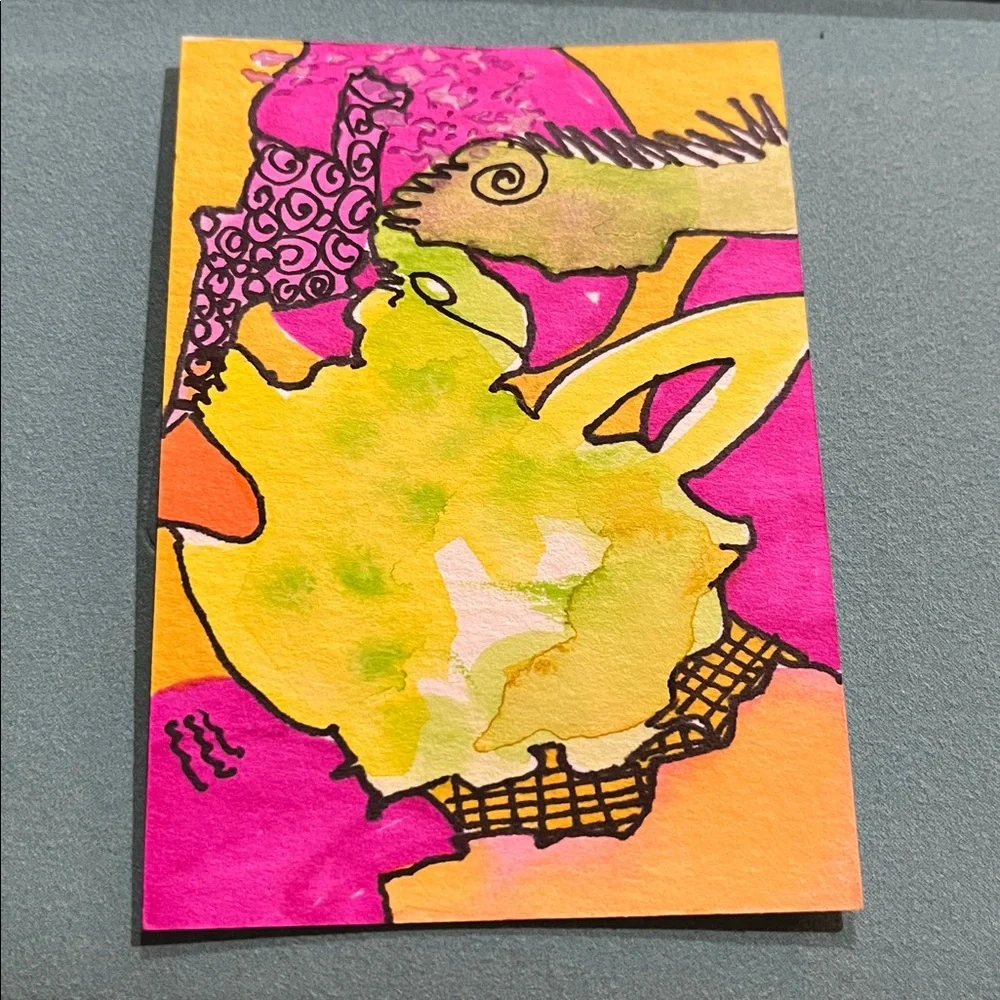 🤑3 for $12 🤑 Abstract Art Card with Vibrant Colors ACEO - Picture 2 of 2